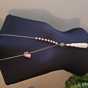 WHBM long gold necklace with tassel